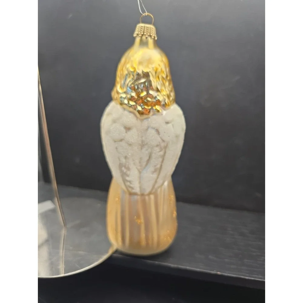 Vintage Krebs Gold Angel Christmas Ornament Gold Glitter Blonde Hair Mica 6.5